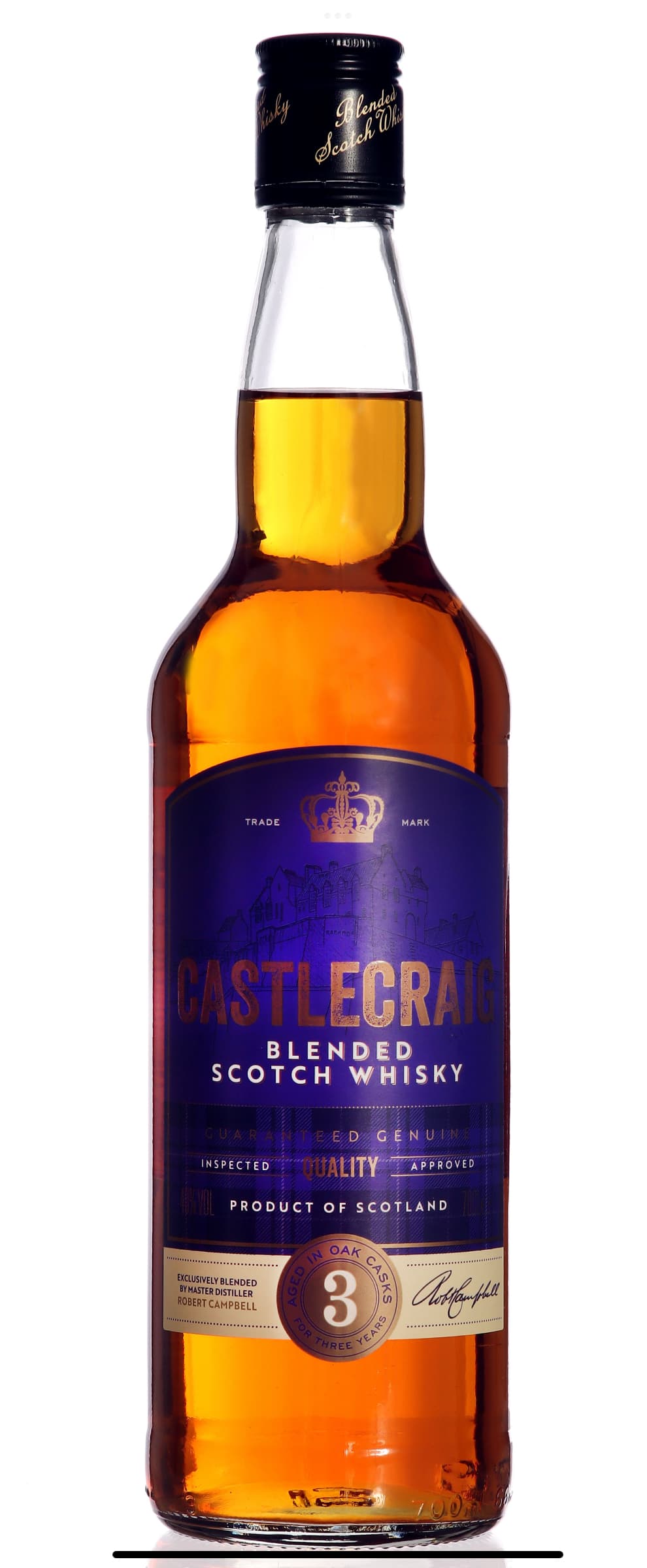 Castlecraig Scotch whisky bottle and packaging