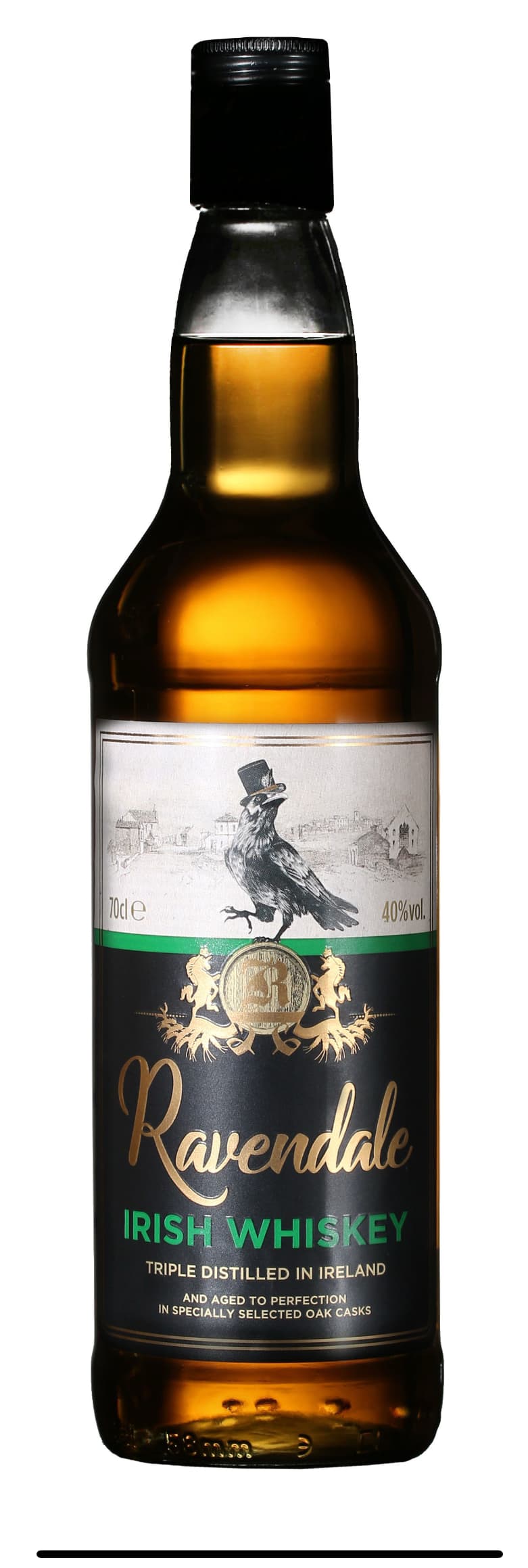 Ravendale Irish Whiskey — butelka i opakowanie